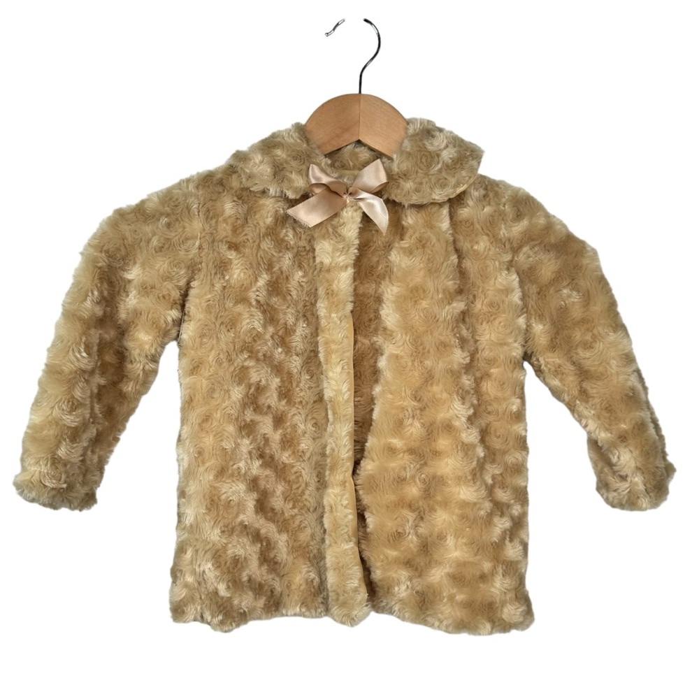 Kid Fashion Girls’ Fuzzy Tan Coat 4